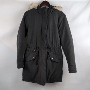 ONLY Women's Green Jacket Fur Hood Detachable Lined/Insulated Cinched, Size S
